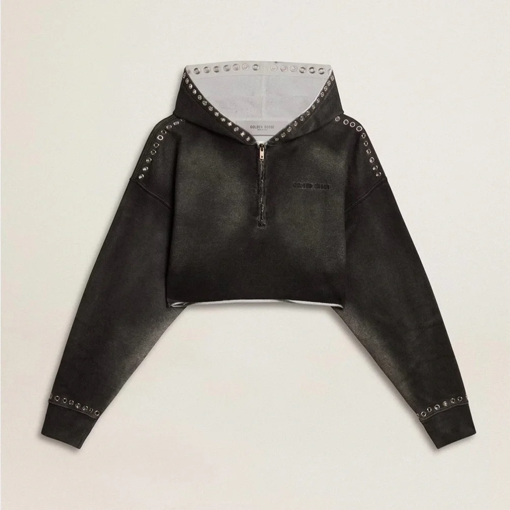 Golden Goose Gray cropped sweatshirt with a lived-in effect - Picture 1 of 5